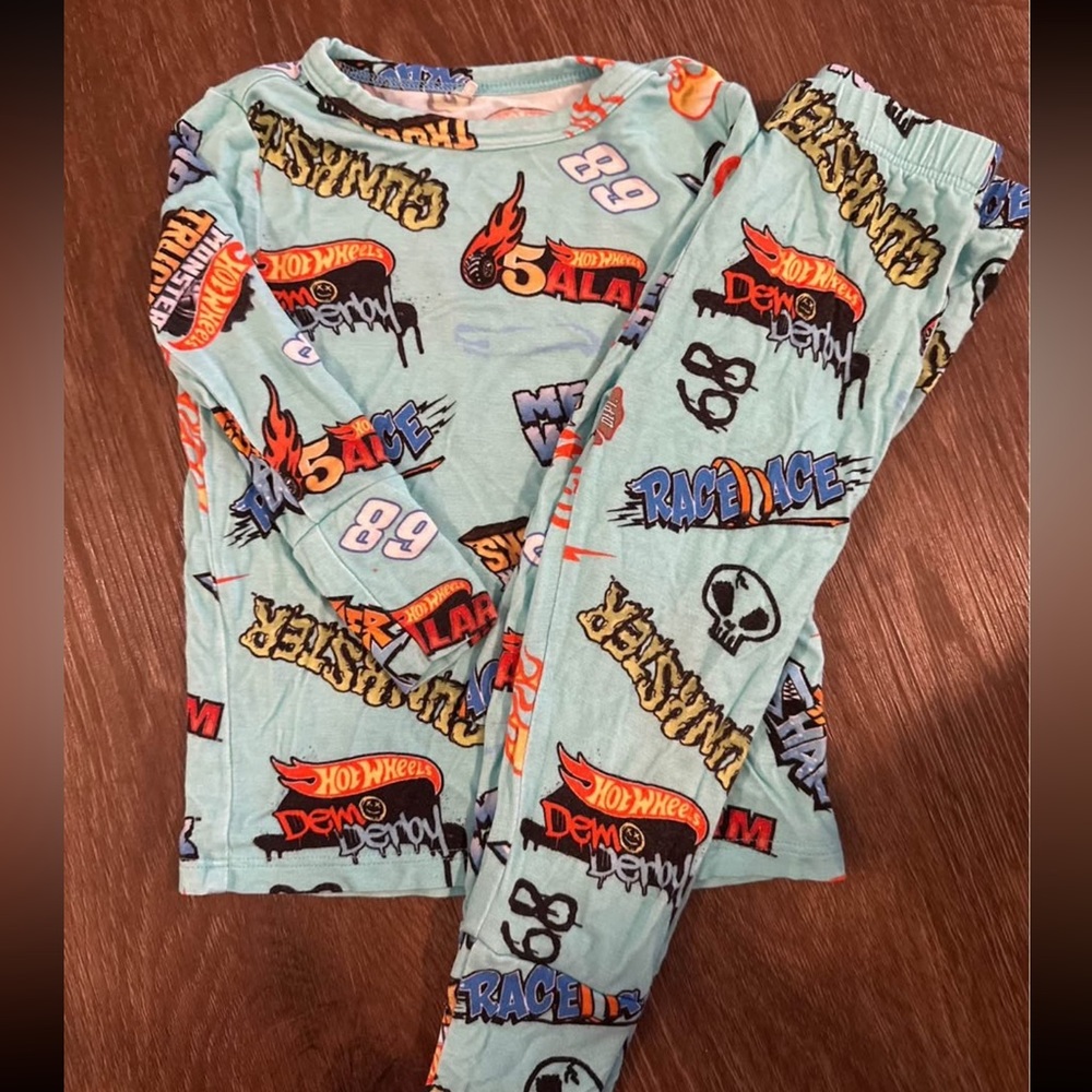 Posh Peanut x Hot Wheels Demo Derby 2pc 12-18 mo, Kids Pajamas - Blue - Picture 1 of 1